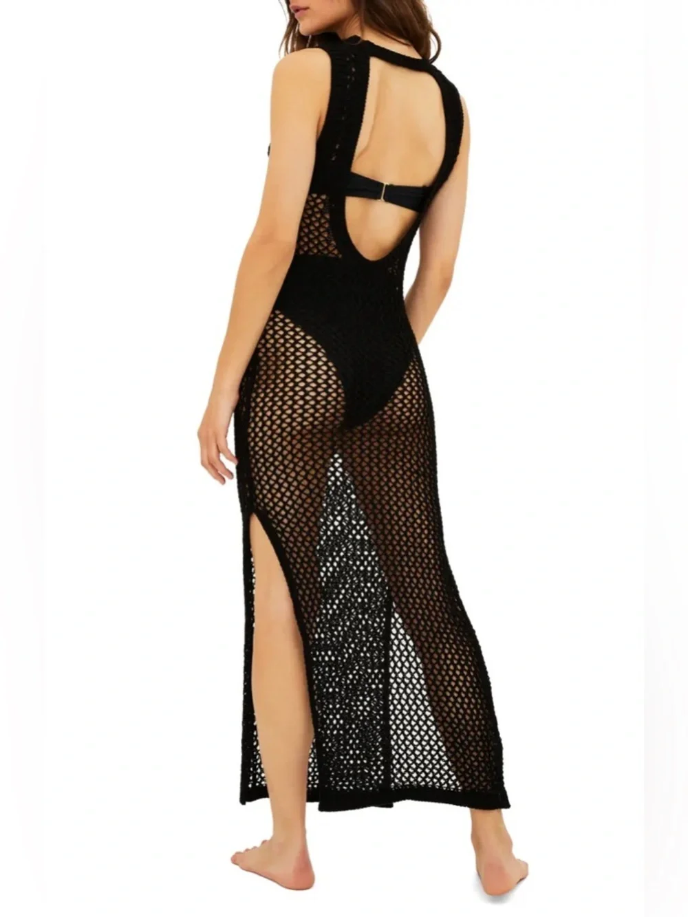 Beach Riot Holly Sheer Open Knit Cover-Up Dress, Size S - Picture 8 of 8